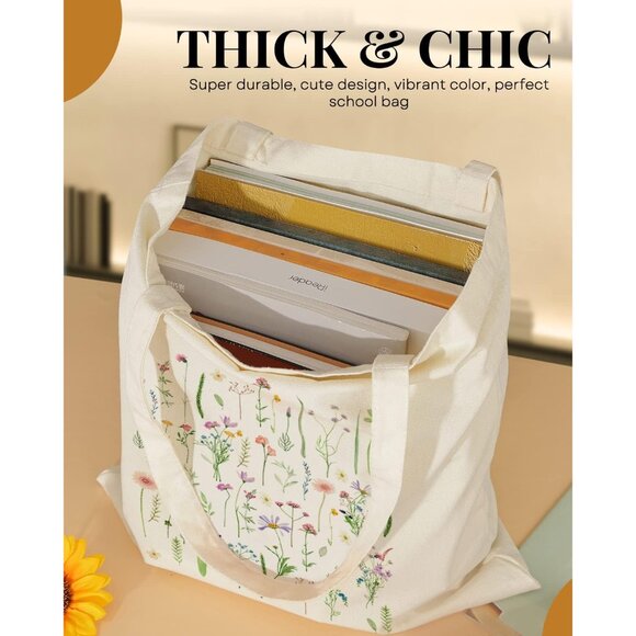 Trendy and Machine Washable Cotton Tote Bag for Shopping, Beach, and Daily Use - Picture 5 of 8